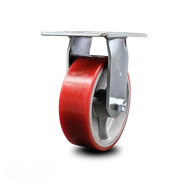 6 Inch Heavy Duty Red Poly on Cast Iron Rigid Caster with Ball Bearing SCC